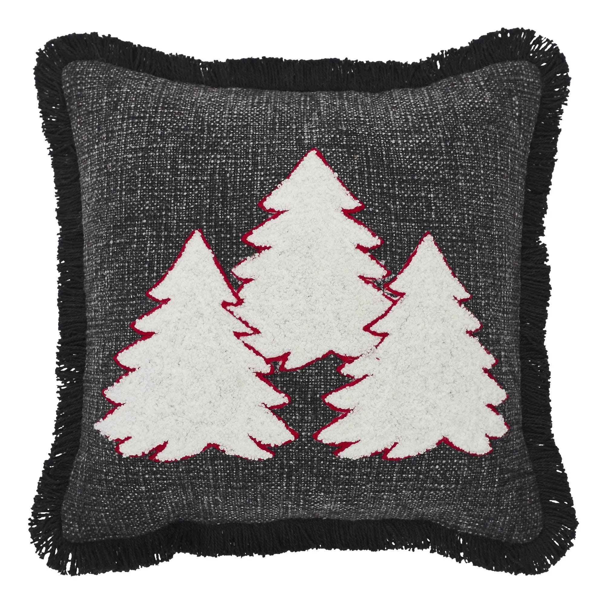 3 Christmas Trees Black Woven Pillow 12x12 VHC Brands