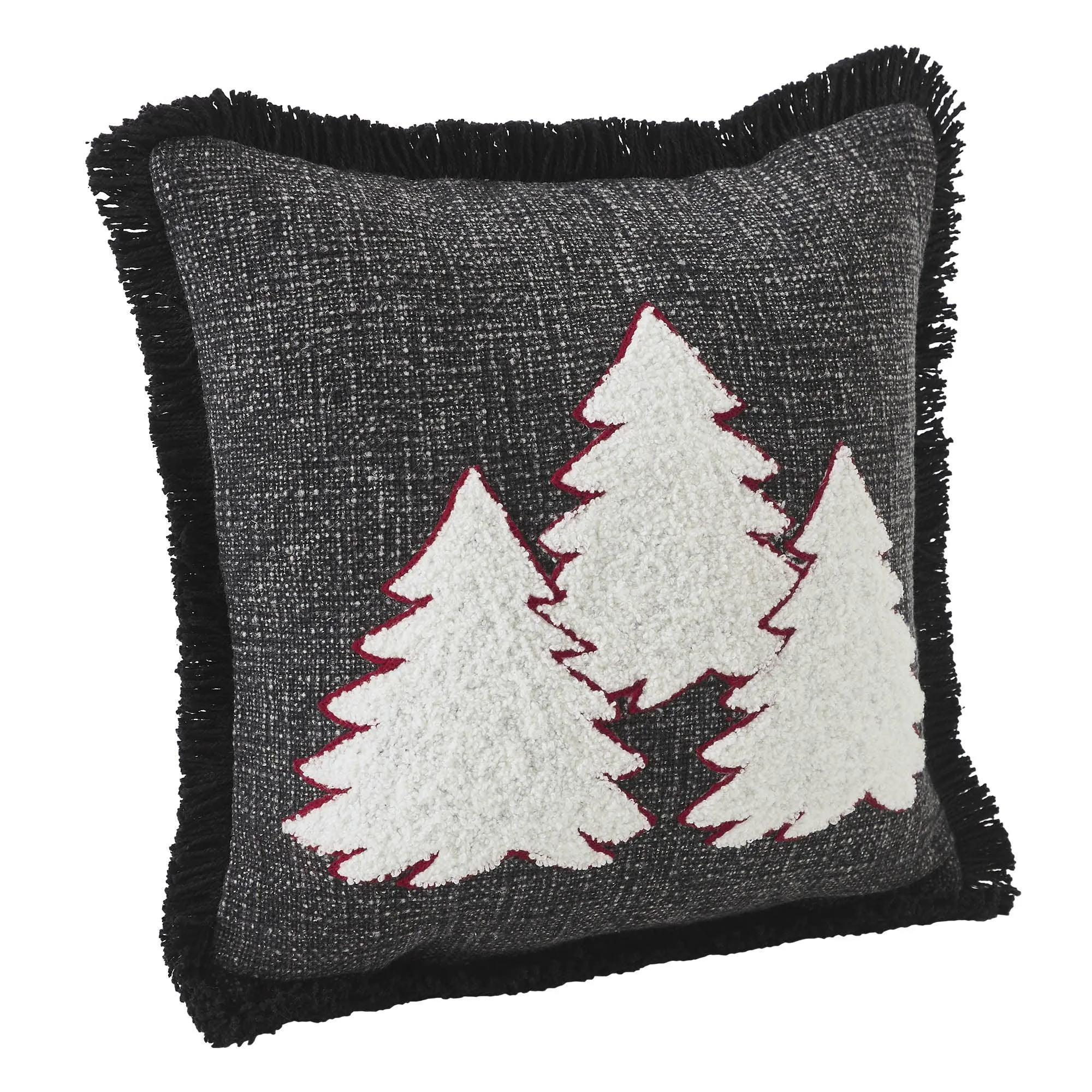 3 Christmas Trees Black Woven Pillow 12x12 VHC Brands