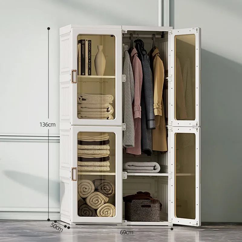 8 Grids Folding Storage Wardrobe, Magnetic Doors & Hanger, Kylin