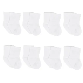 8-Pack Baby & Toddler White Wiggle Proof® Jersey Crew Socks