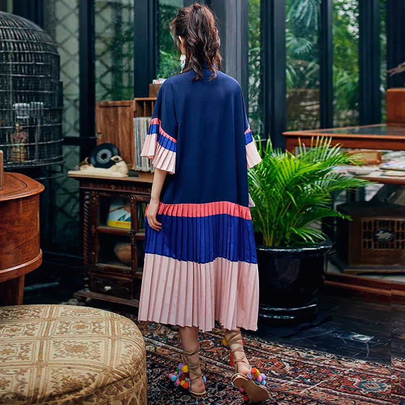 8GIRLS COLORBLOCK DESIGN PLEATED SHIRT DRESS