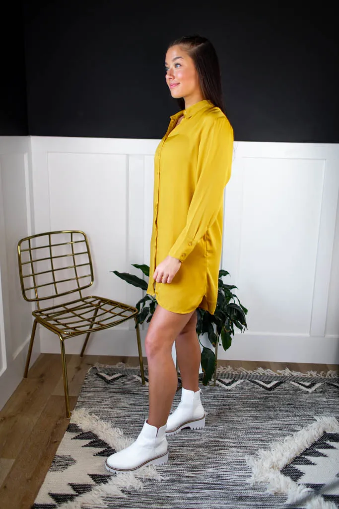 Adria Shirt Mini Dress- Golden Yellow