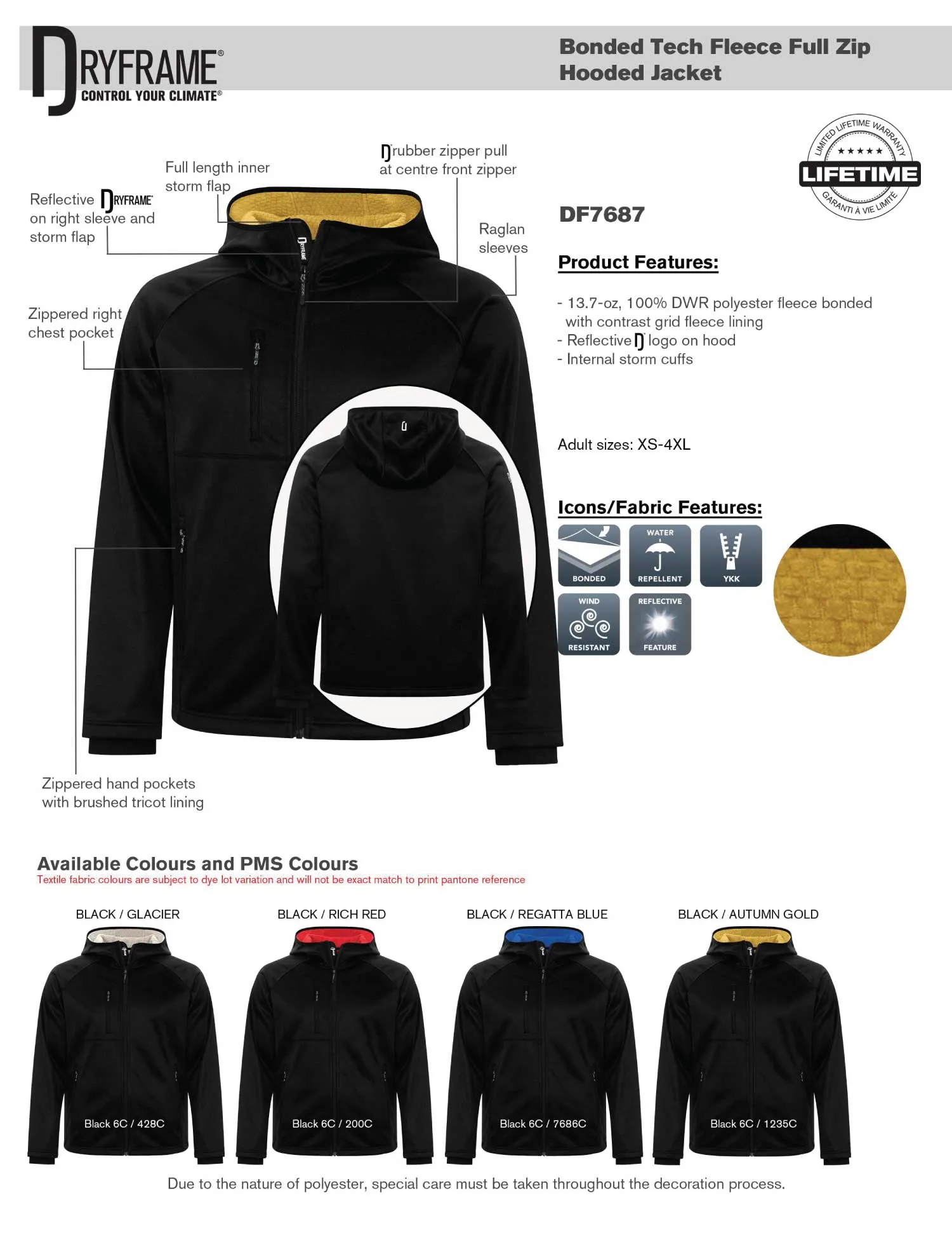 Adult-Bonded Fleece Full Zipped Hooded Jacket - DF7687