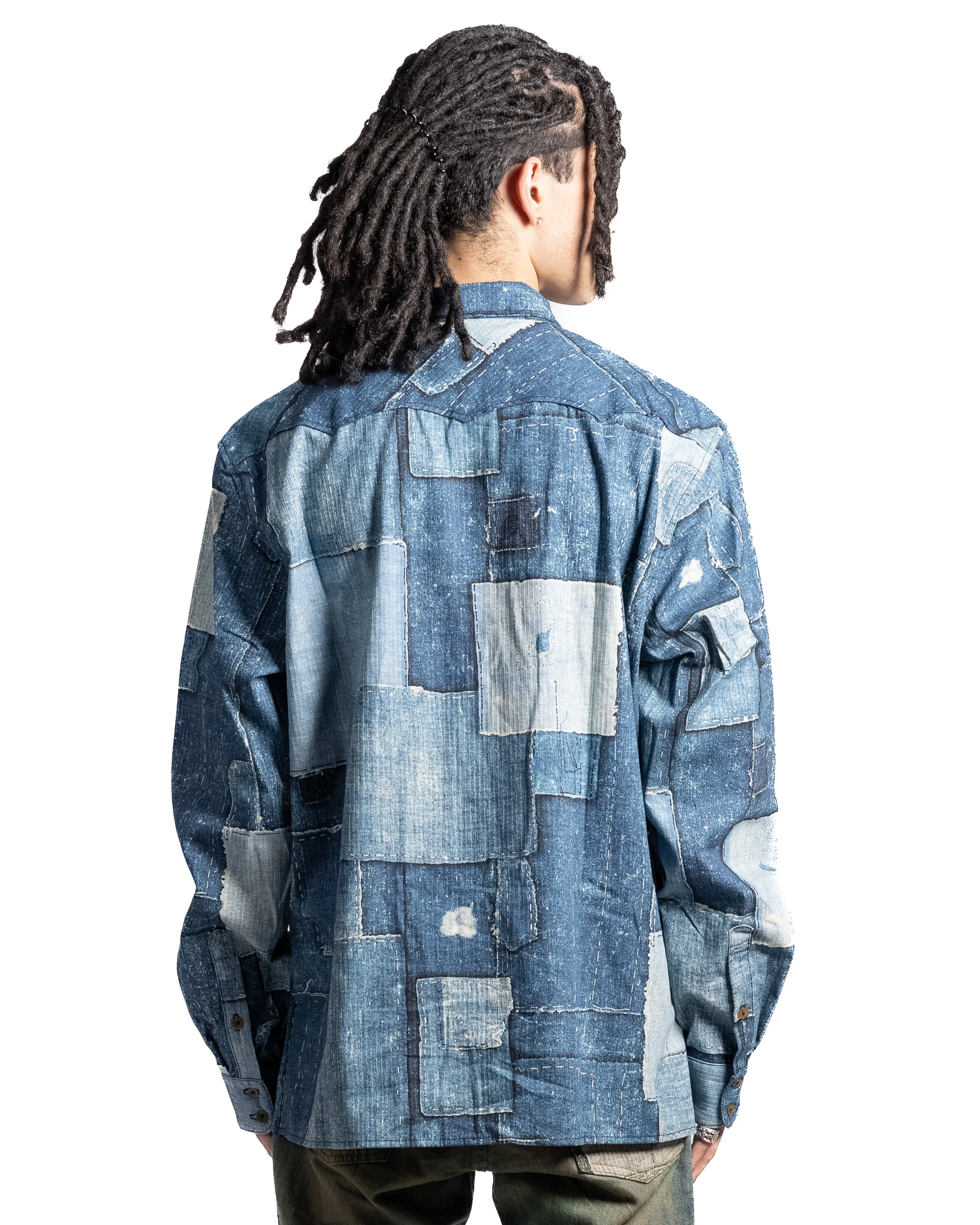 Alchemist Your Saviour Guayabera Shirt Blue Sashiko