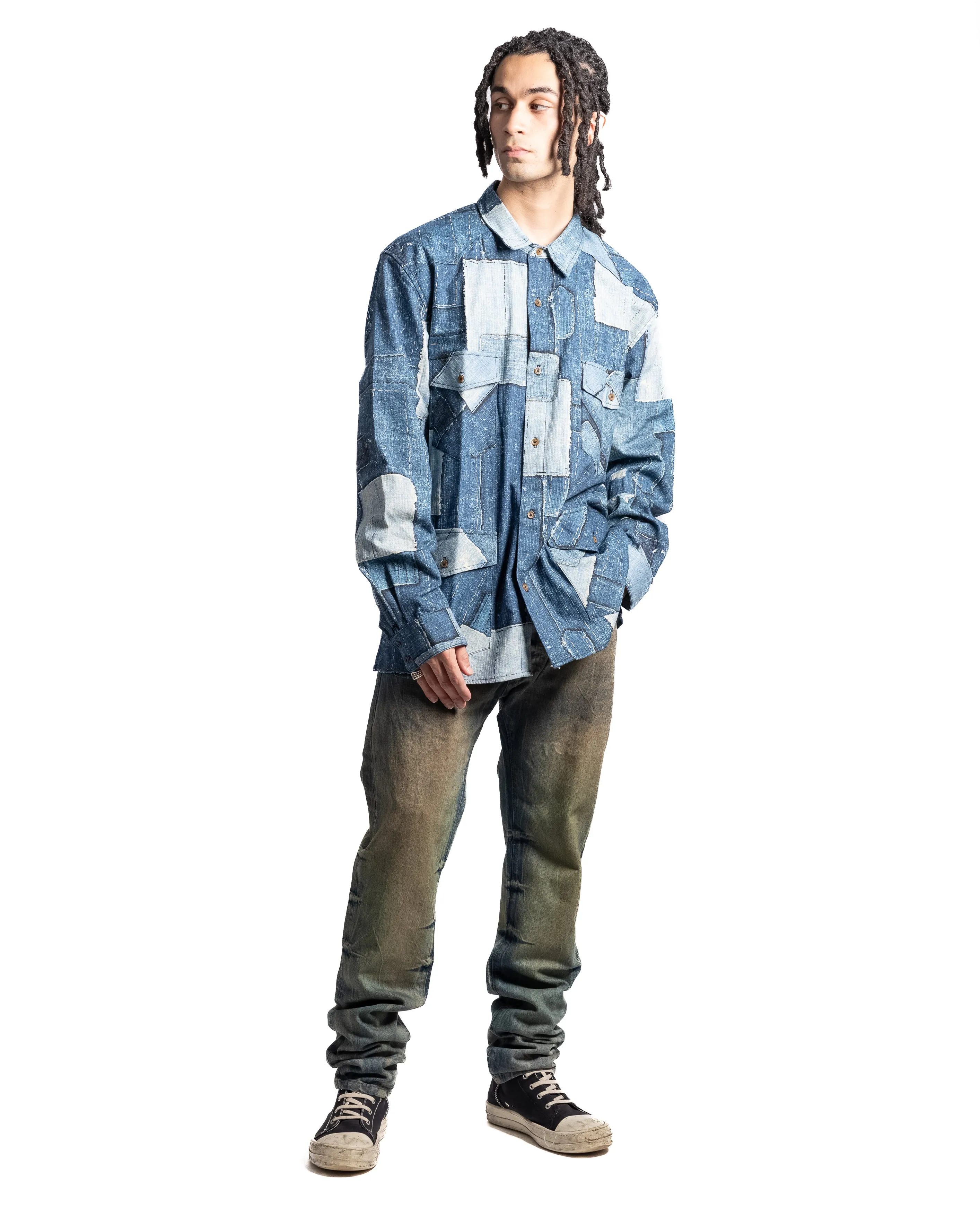 Alchemist Your Saviour Guayabera Shirt Blue Sashiko
