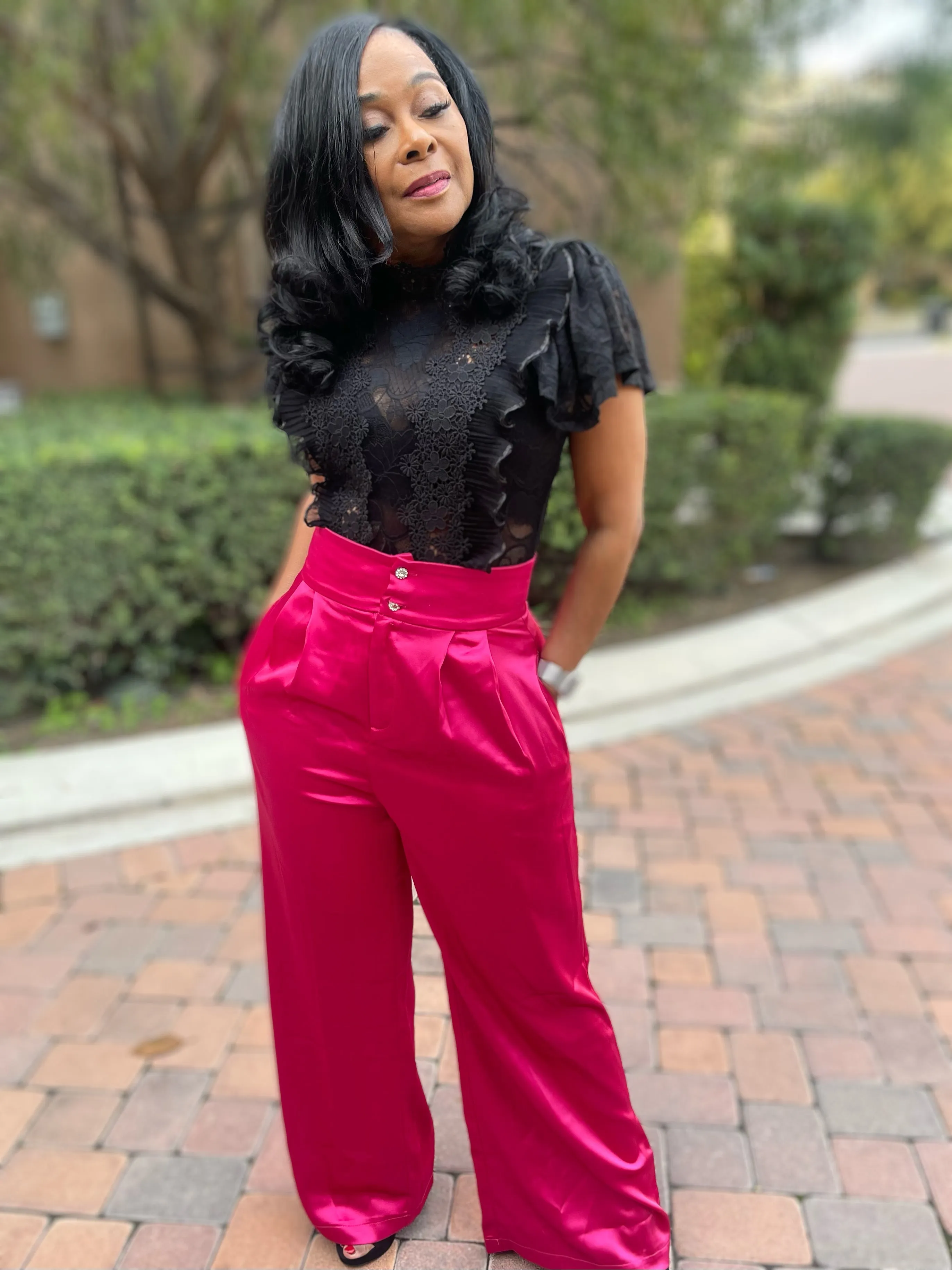 All Class Satin Wide Leg Pants