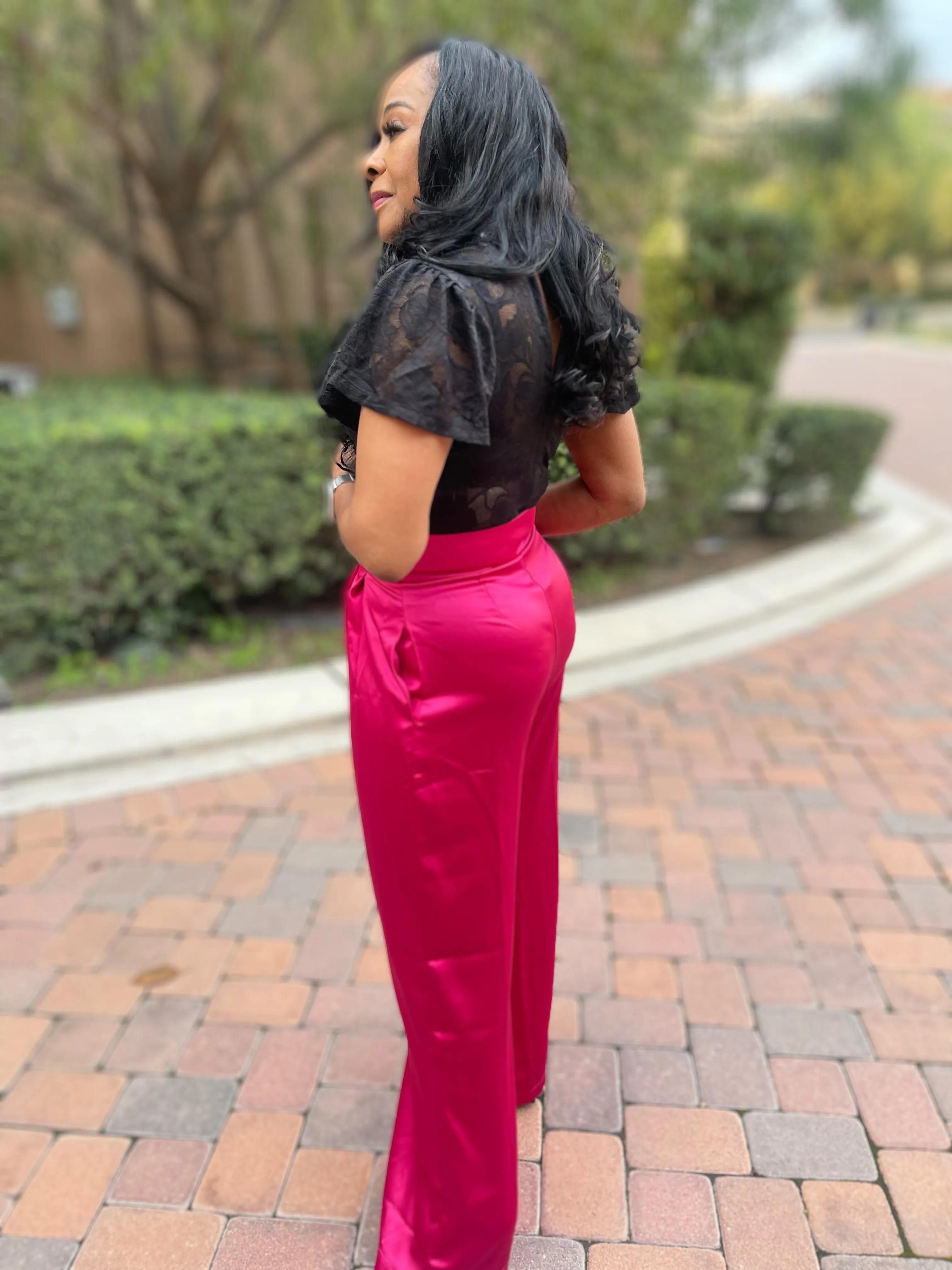 All Class Satin Wide Leg Pants