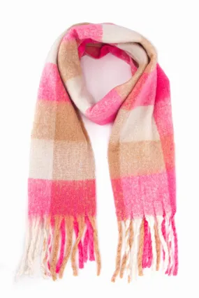 Allie Heavyweight Scarf - Pink, Square Colour Block
