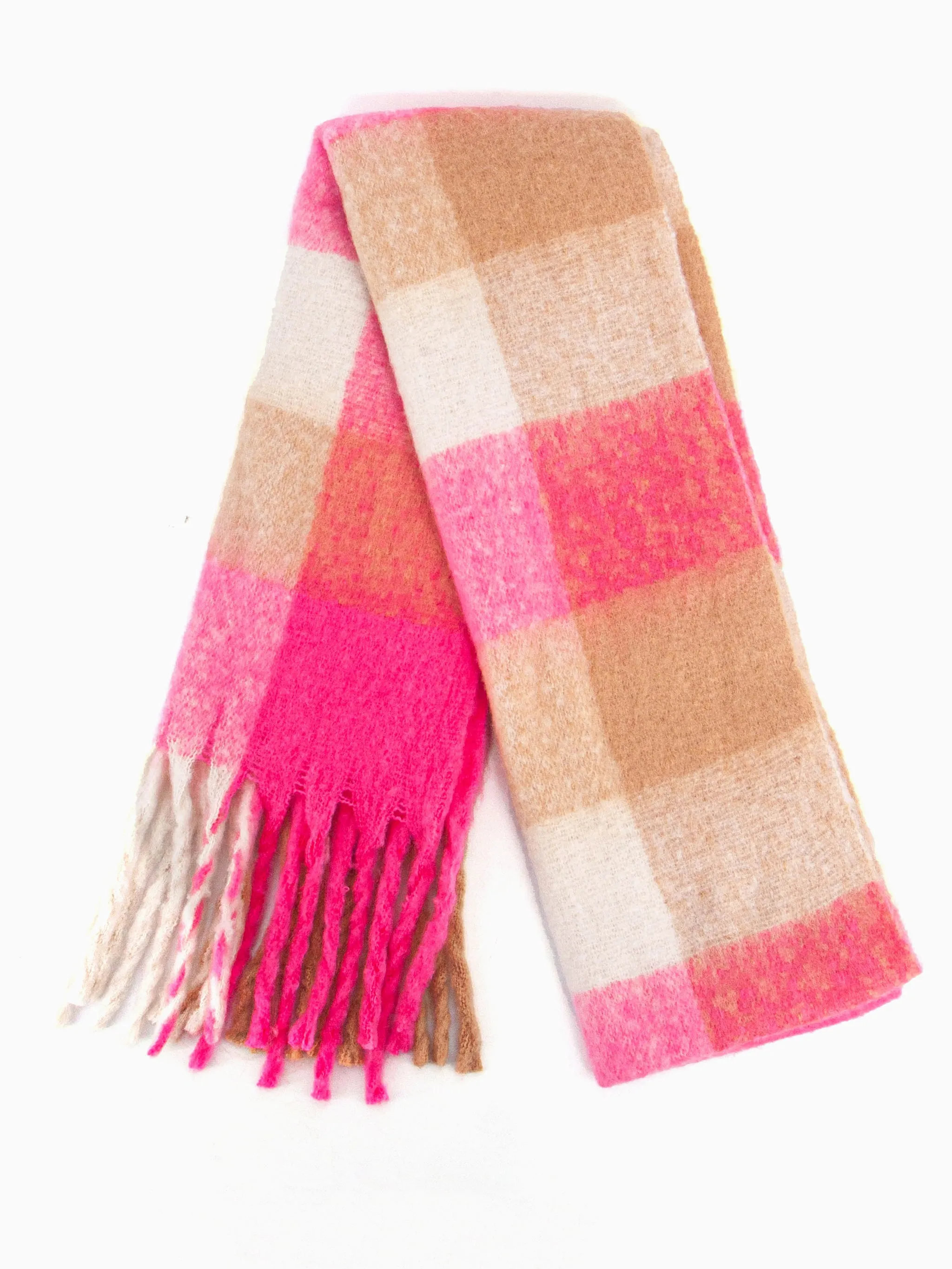 Allie Heavyweight Scarf - Pink, Square Colour Block