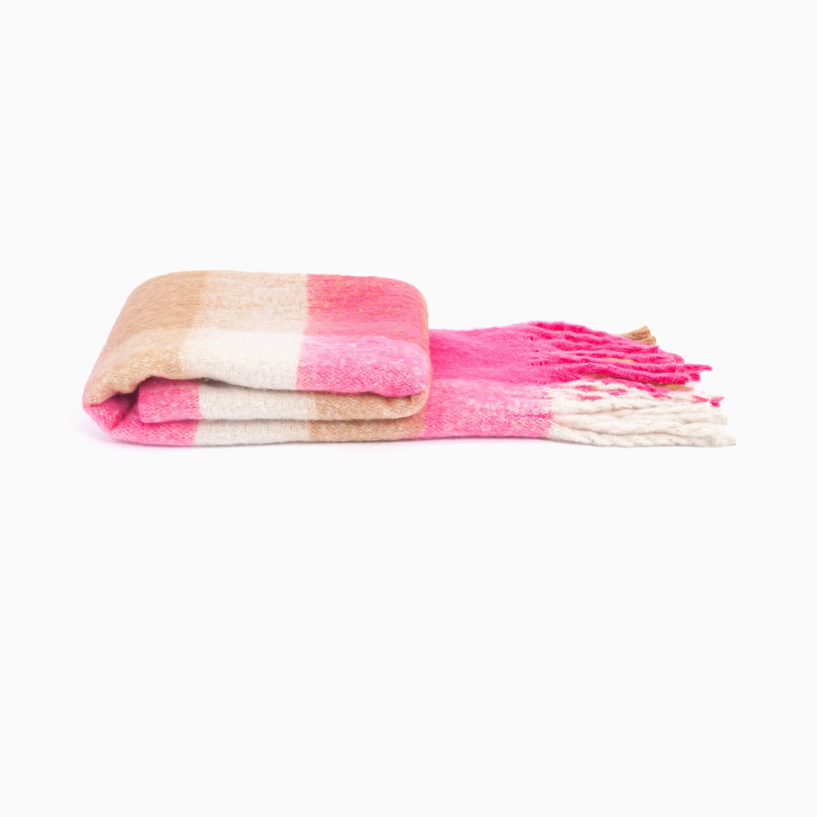 Allie Heavyweight Scarf - Pink, Square Colour Block