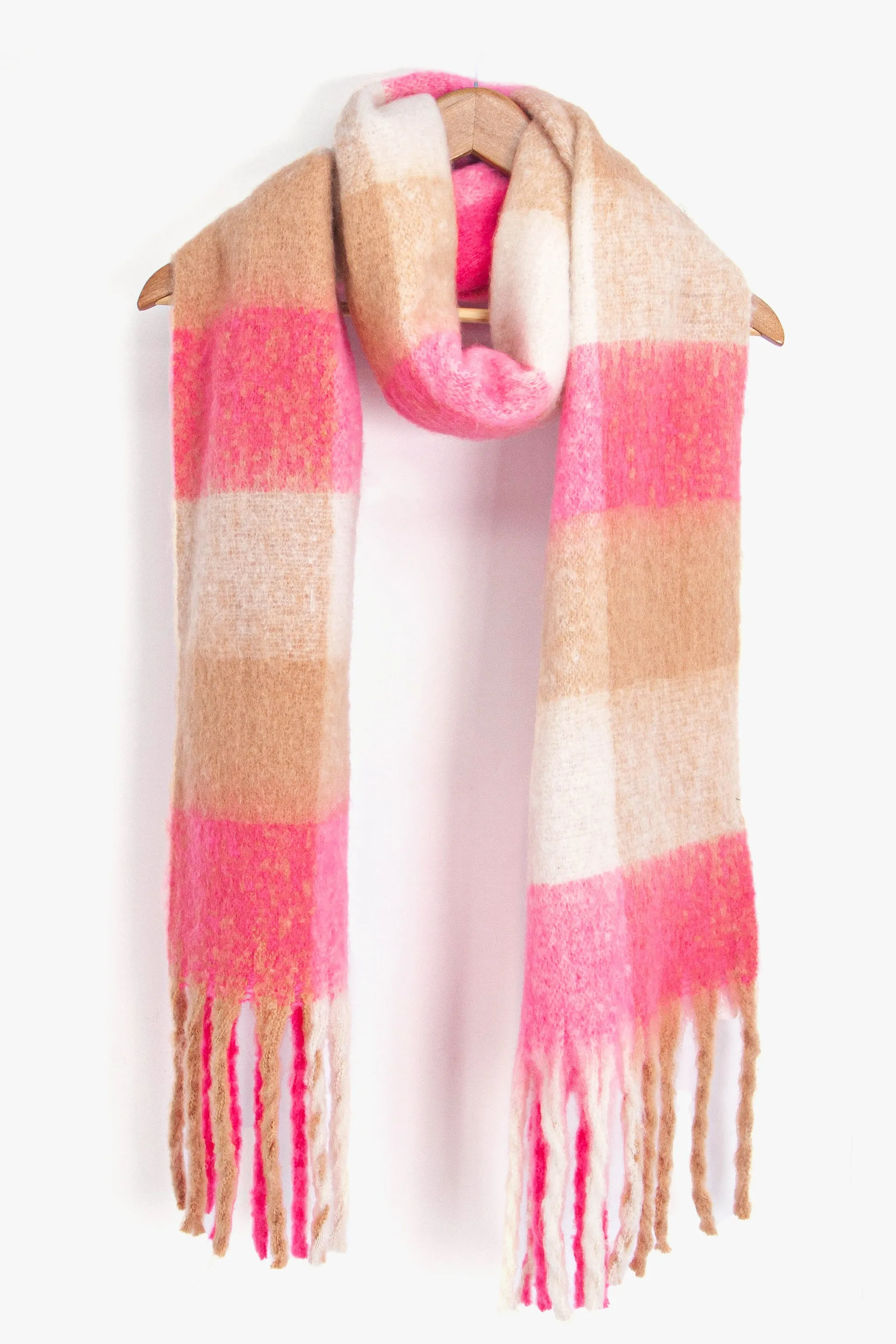 Allie Heavyweight Scarf - Pink, Square Colour Block
