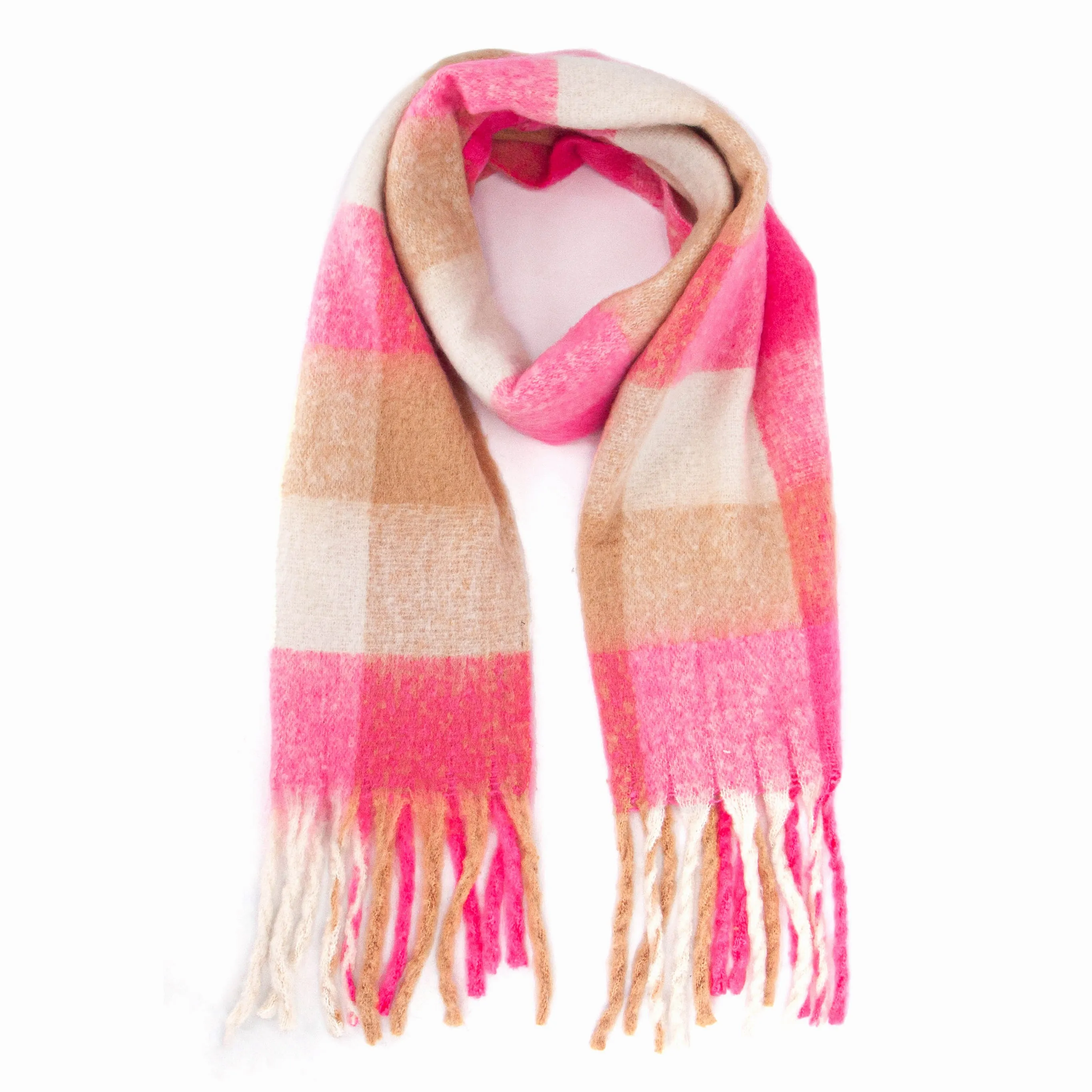 Allie Heavyweight Scarf - Pink, Square Colour Block
