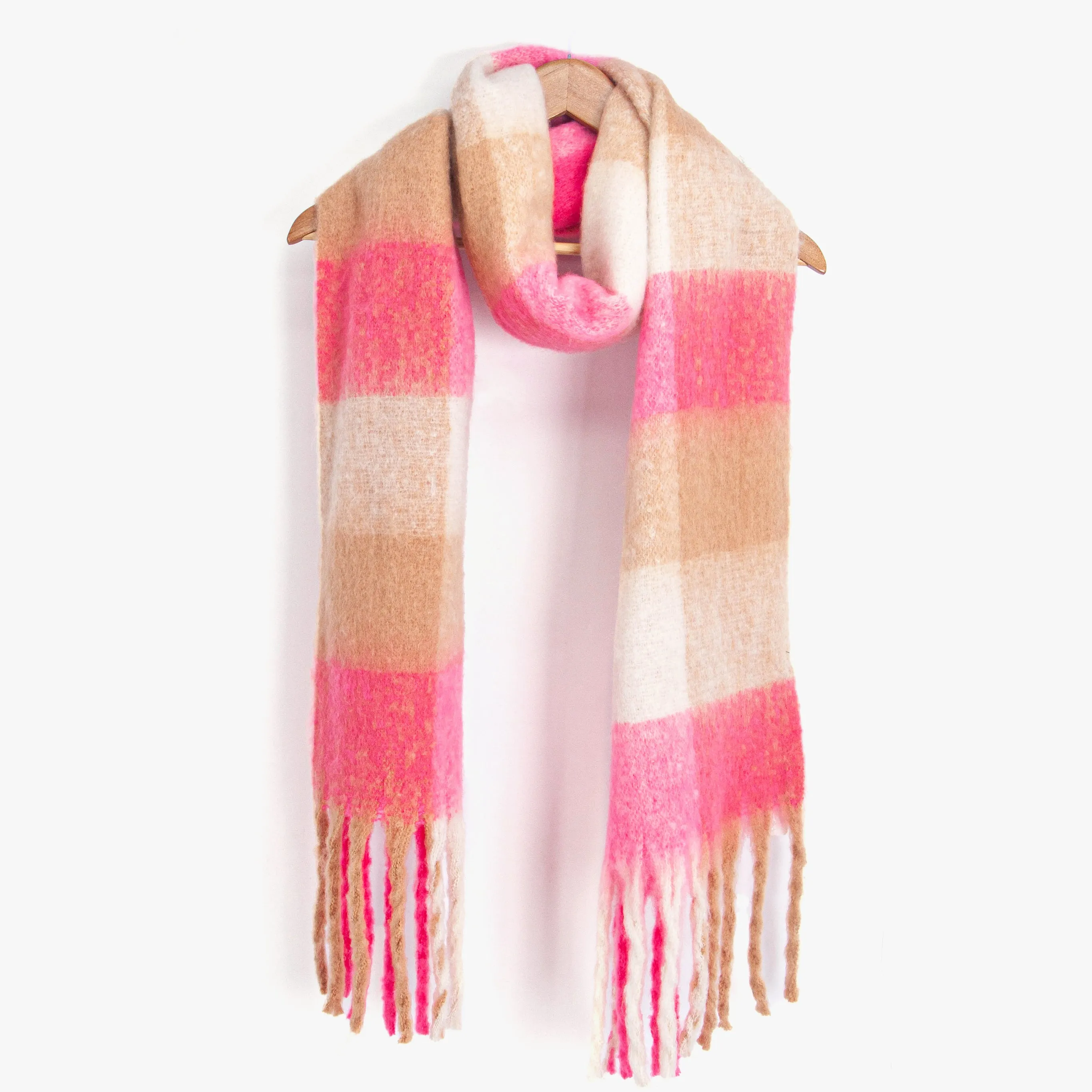 Allie Heavyweight Scarf - Pink, Square Colour Block