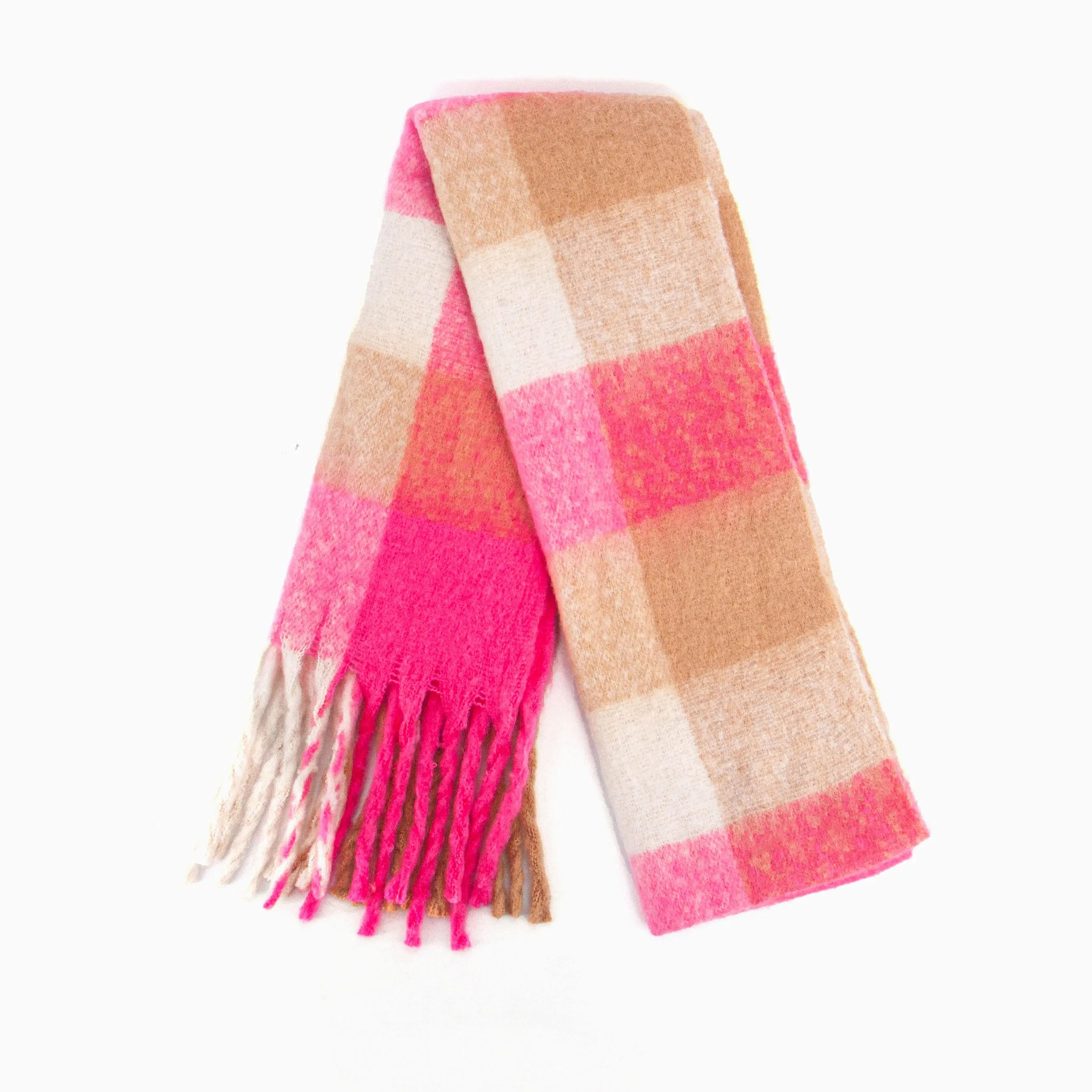 Allie Heavyweight Scarf - Pink, Square Colour Block