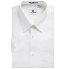Ampaco Men's Regular Fit Short Sleeve Easy Care Solid White Dress Shirt