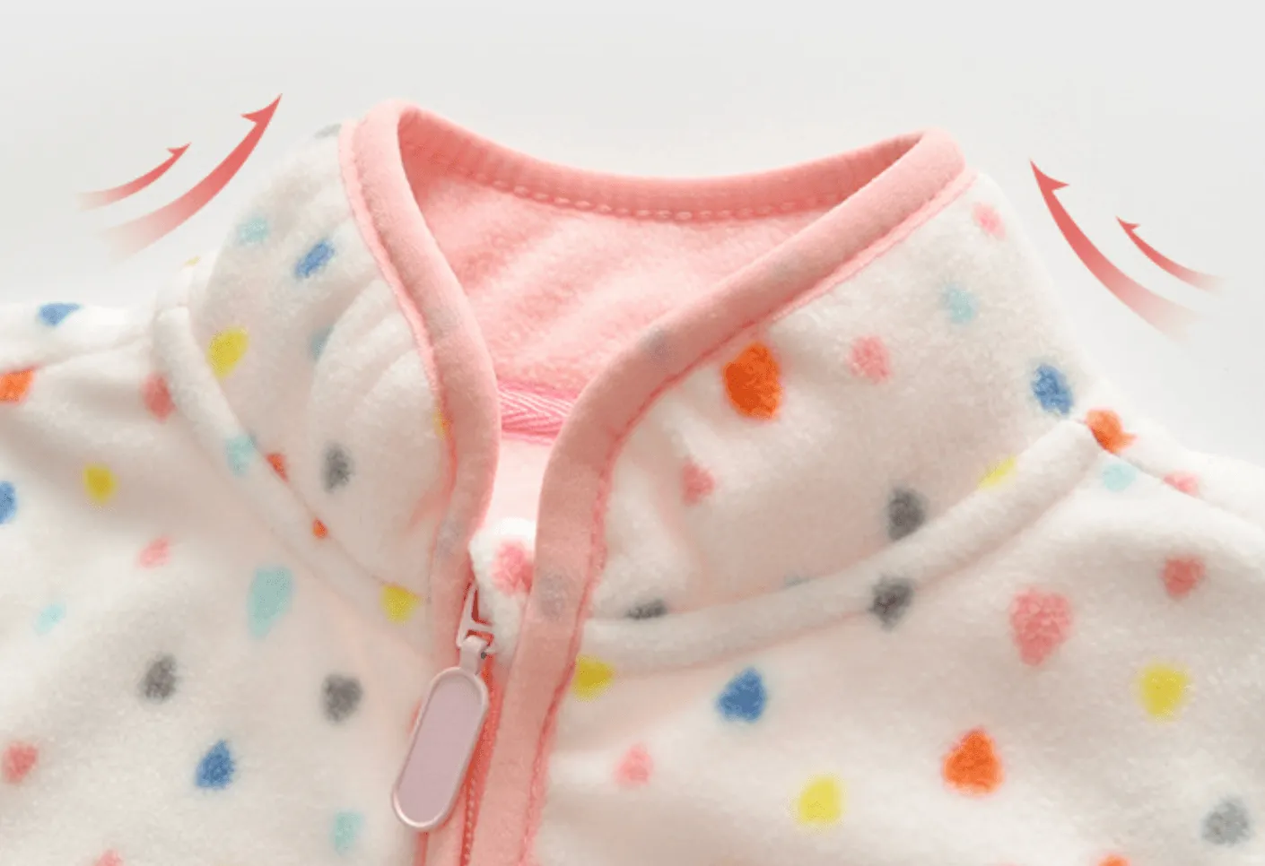 Autumn Winter Kids Fleece Jacket - Hearts Polka (2-6 years)
