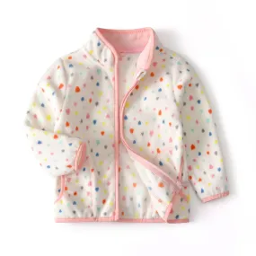 Autumn Winter Kids Fleece Jacket - Hearts Polka (2-6 years)