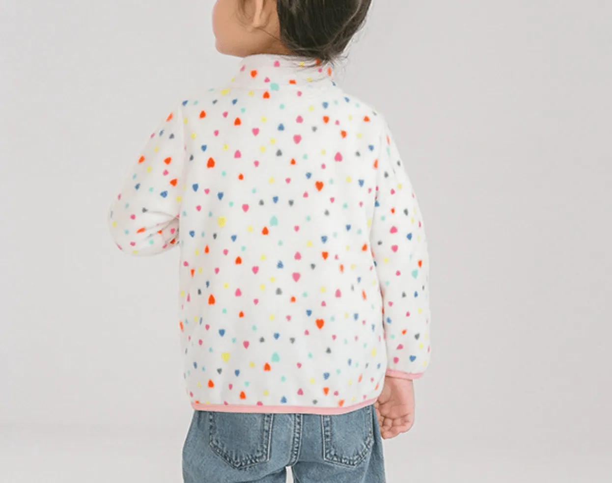 Autumn Winter Kids Fleece Jacket - Hearts Polka (2-6 years)
