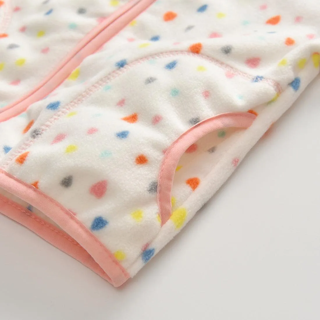 Autumn Winter Kids Fleece Jacket - Hearts Polka (2-6 years)