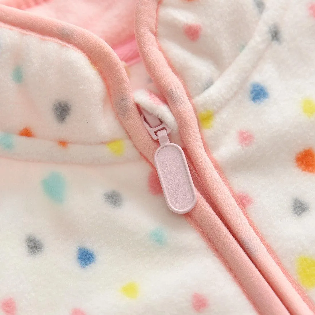 Autumn Winter Kids Fleece Jacket - Hearts Polka (2-6 years)