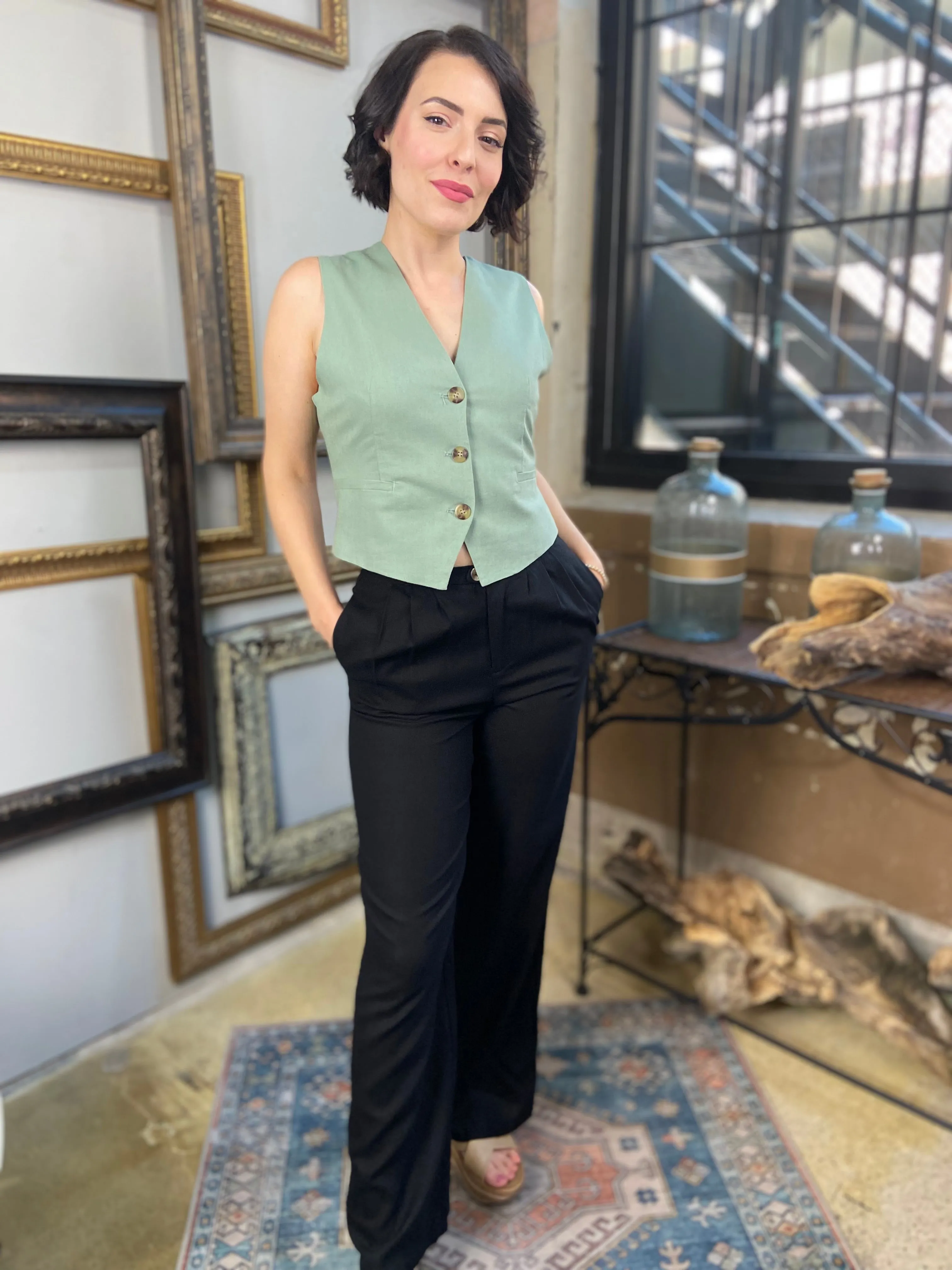 Aven Black Linen Pants