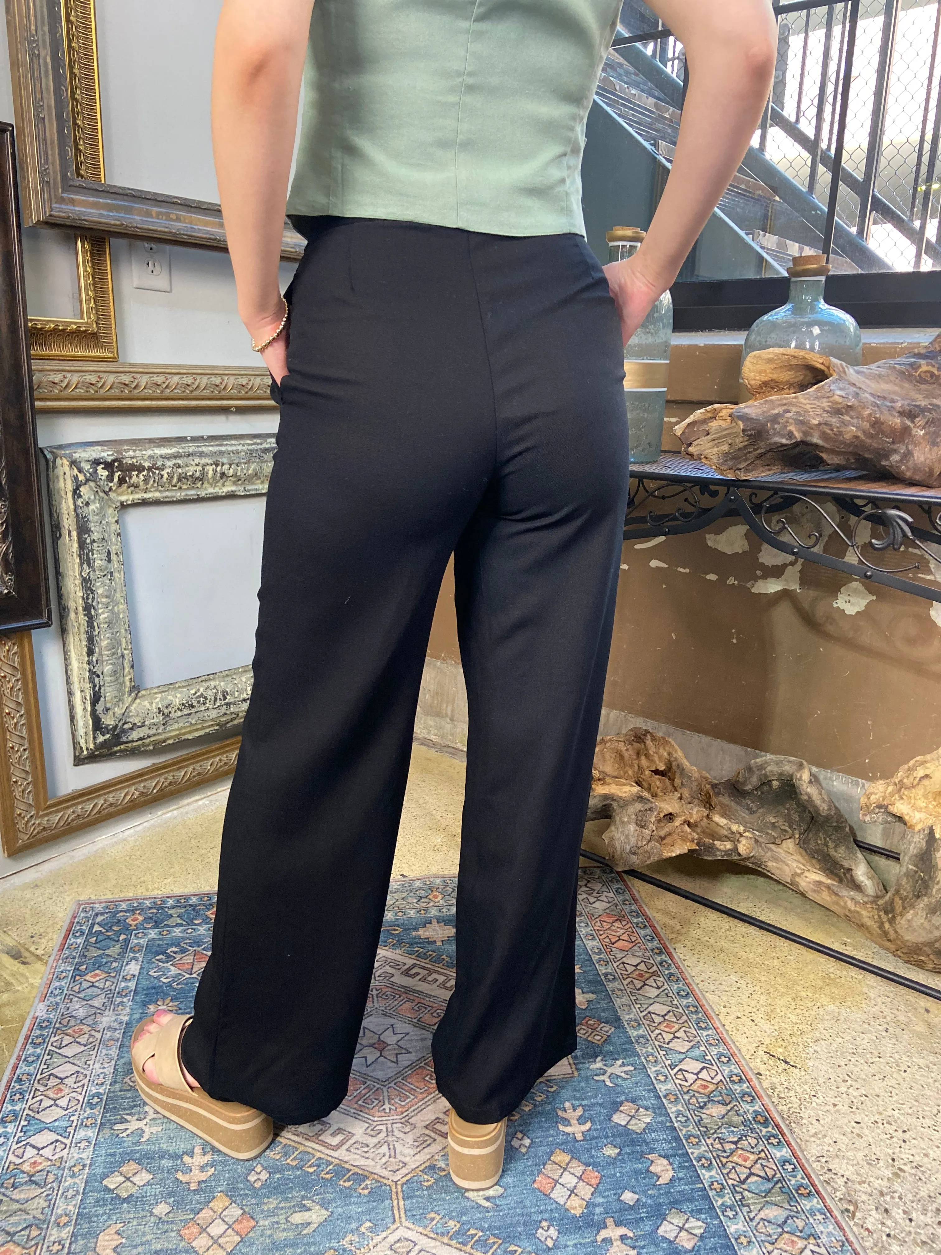 Aven Black Linen Pants