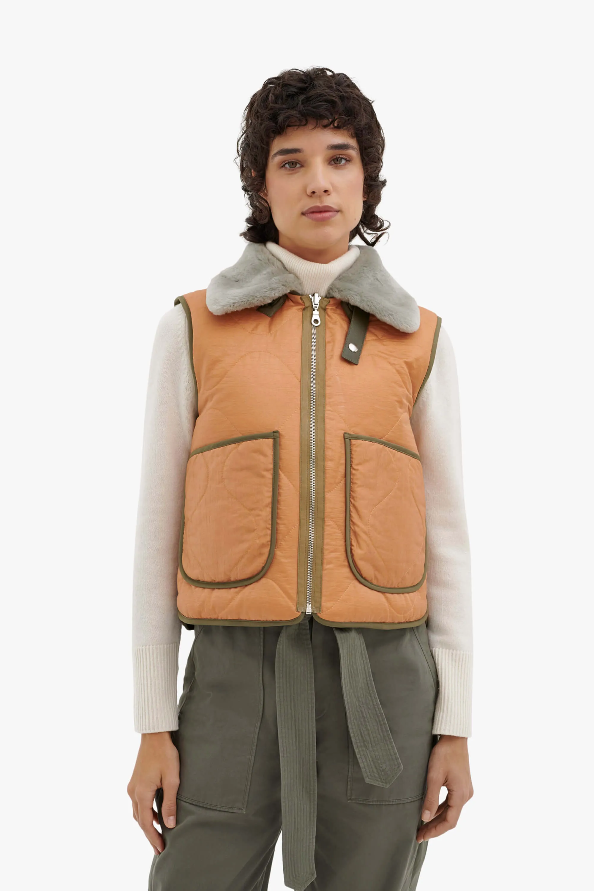Aviator Down Vest - Sand / Burnt Orange