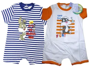 Baby Boy Girl Looney Tunes Funny Short Sleeve Cotton Bodysuit Romper