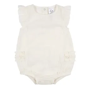 Baby Girls Ivory Gauze Bubble Romper