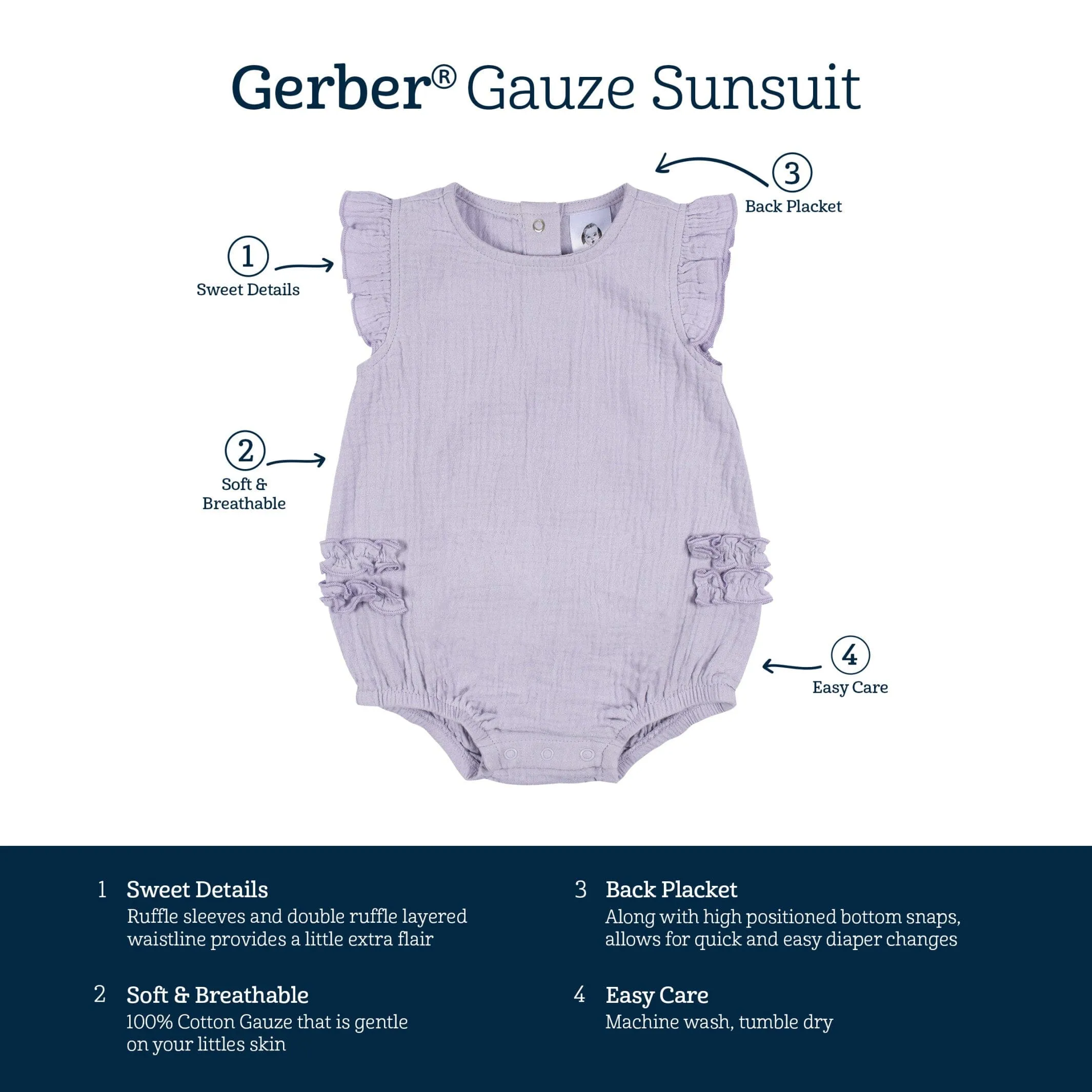 Baby Girls Purple Gauze Bubble Romper