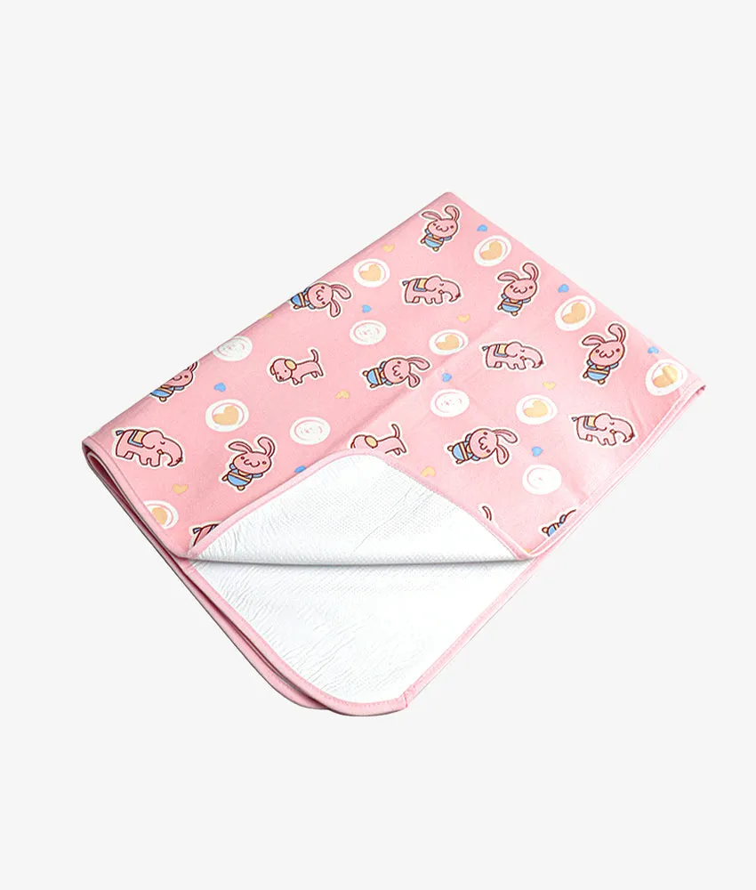 Baby Rubber Sheet - Pink Elephant Print