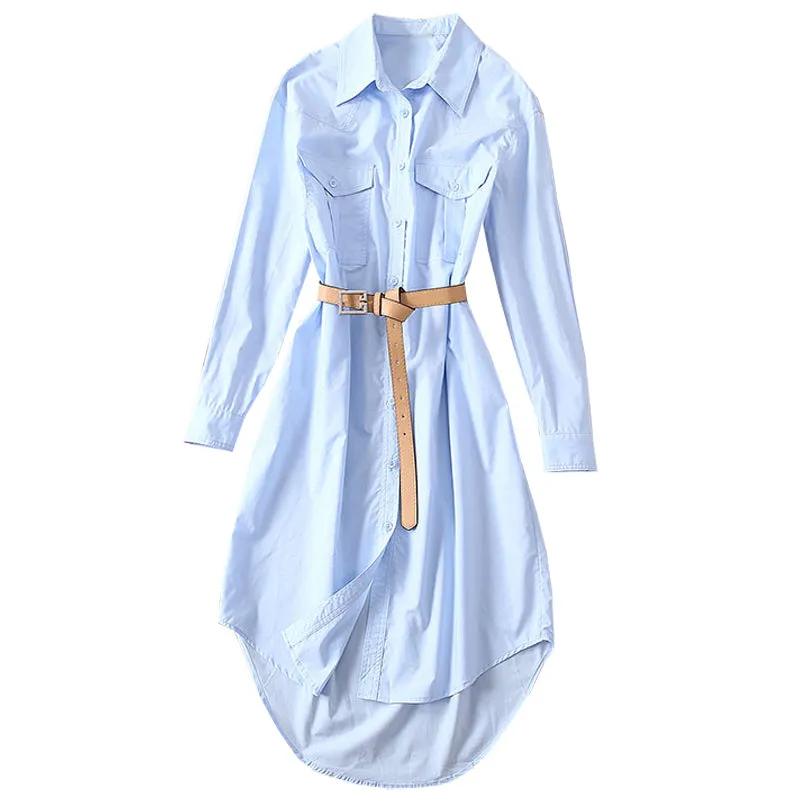 BBL DESIGN OVERSIZED MIDI SHIRT DRESS WITH BELT