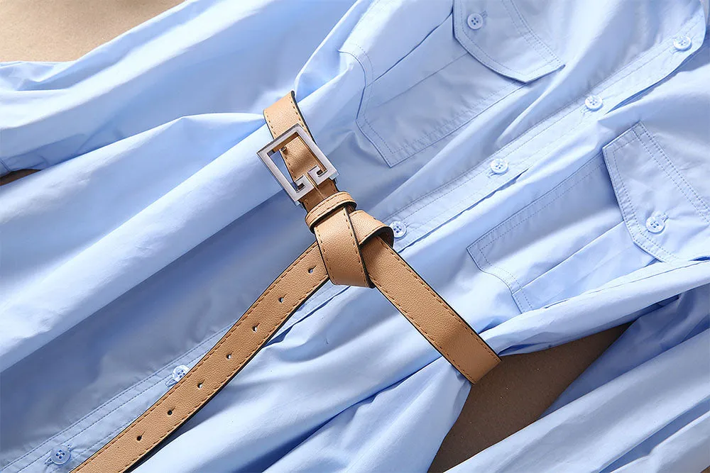 BBL DESIGN OVERSIZED MIDI SHIRT DRESS WITH BELT