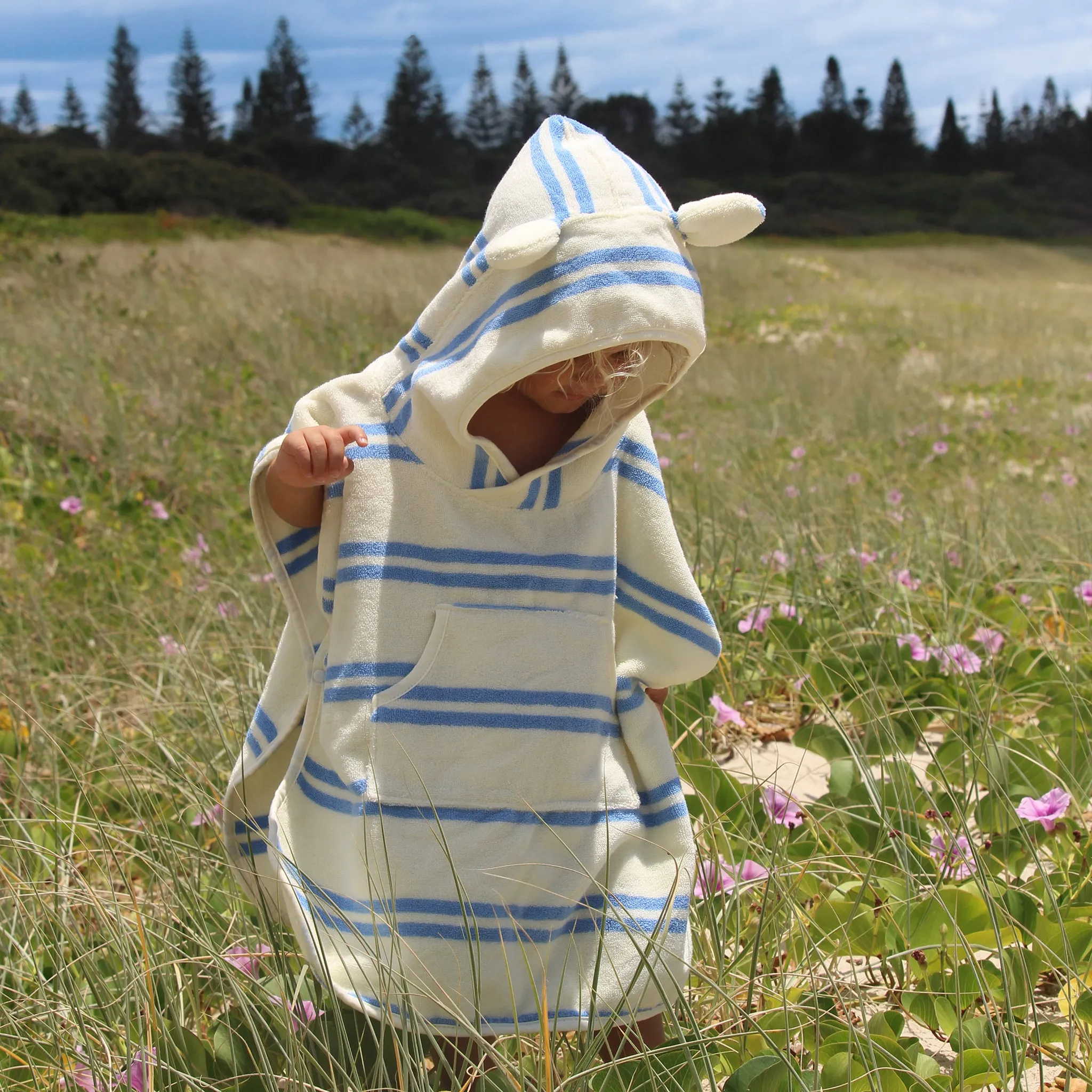 Beach Poncho | Sid the Seagull Blue Stripe