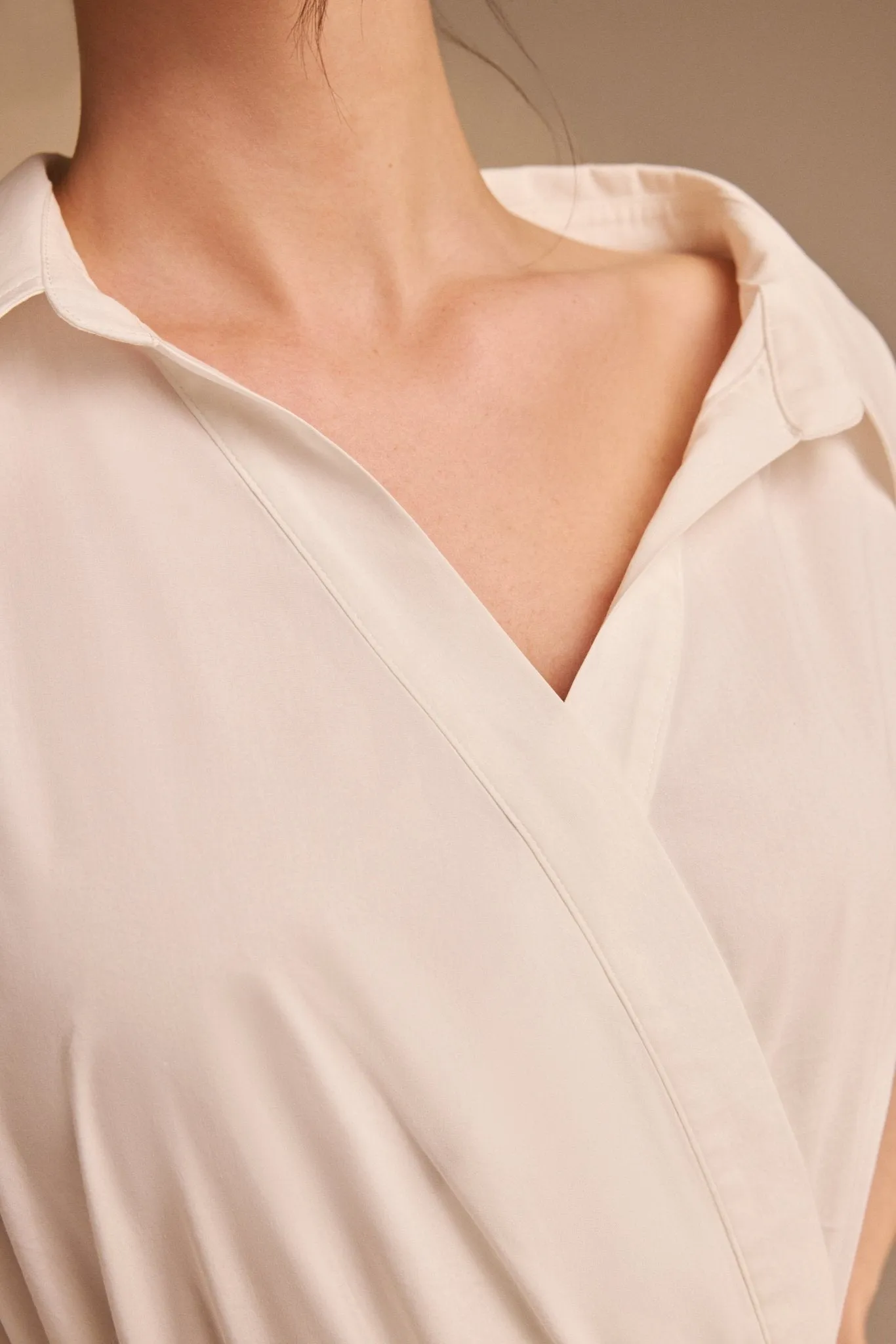Beige Dropped Shoulder Maxi Shirt Dress