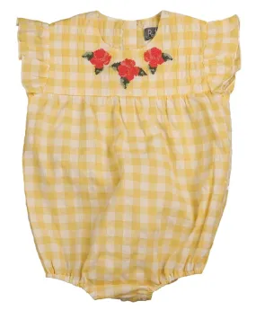 Belati Pale Yellow Striped Seersucker Romper