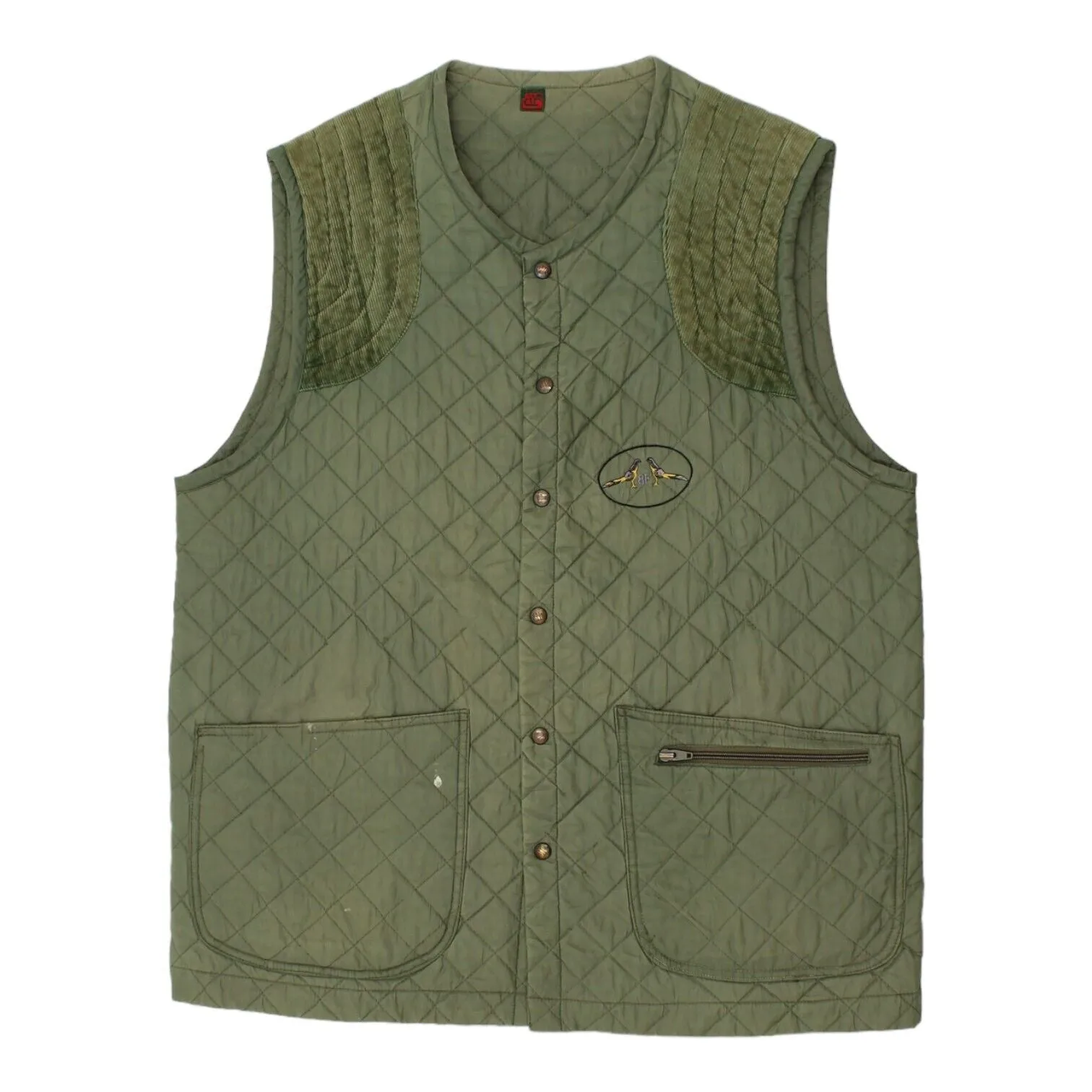 Belfe & Belfe Mens Green Quilted Gilet | Vintage Designer Sleeveless Jacket VTG