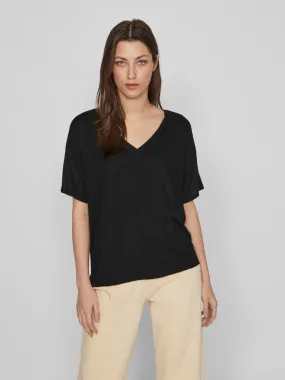 Beryl V-Neck Knit Top (Black)