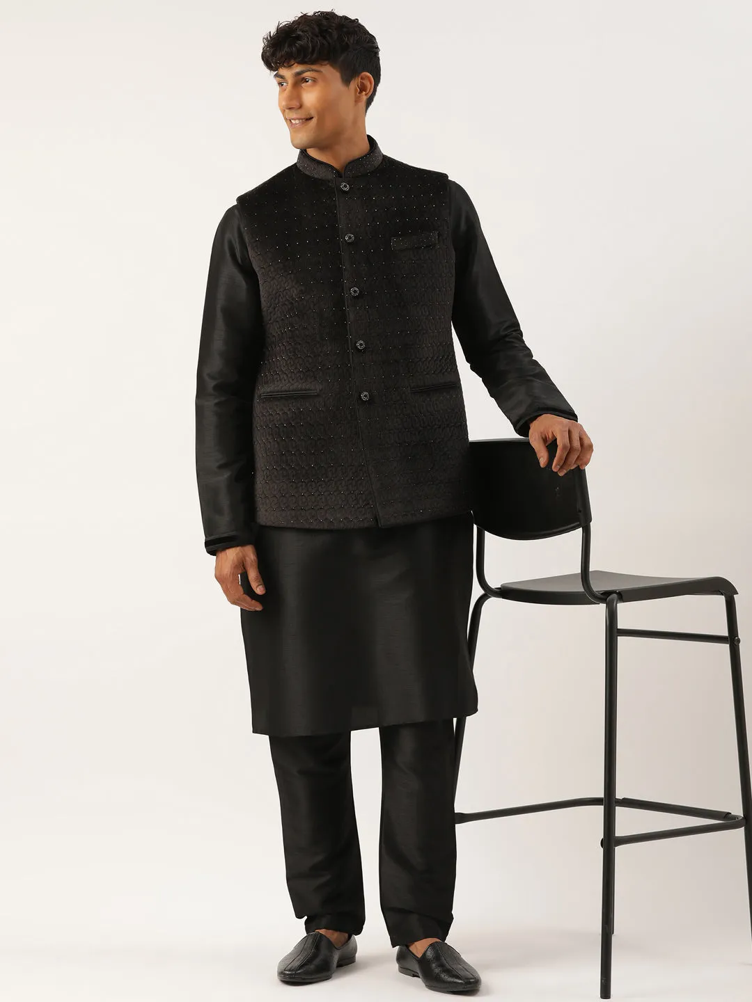 Black Velvet Quilted Jacket
