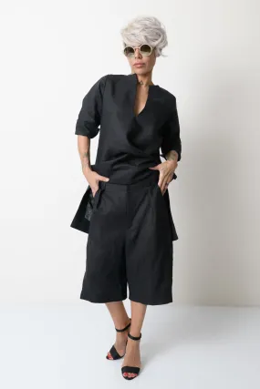 Boxy Linen Wide-Leg Shorts
