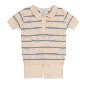 Boys Pointelle Striped Knit Set