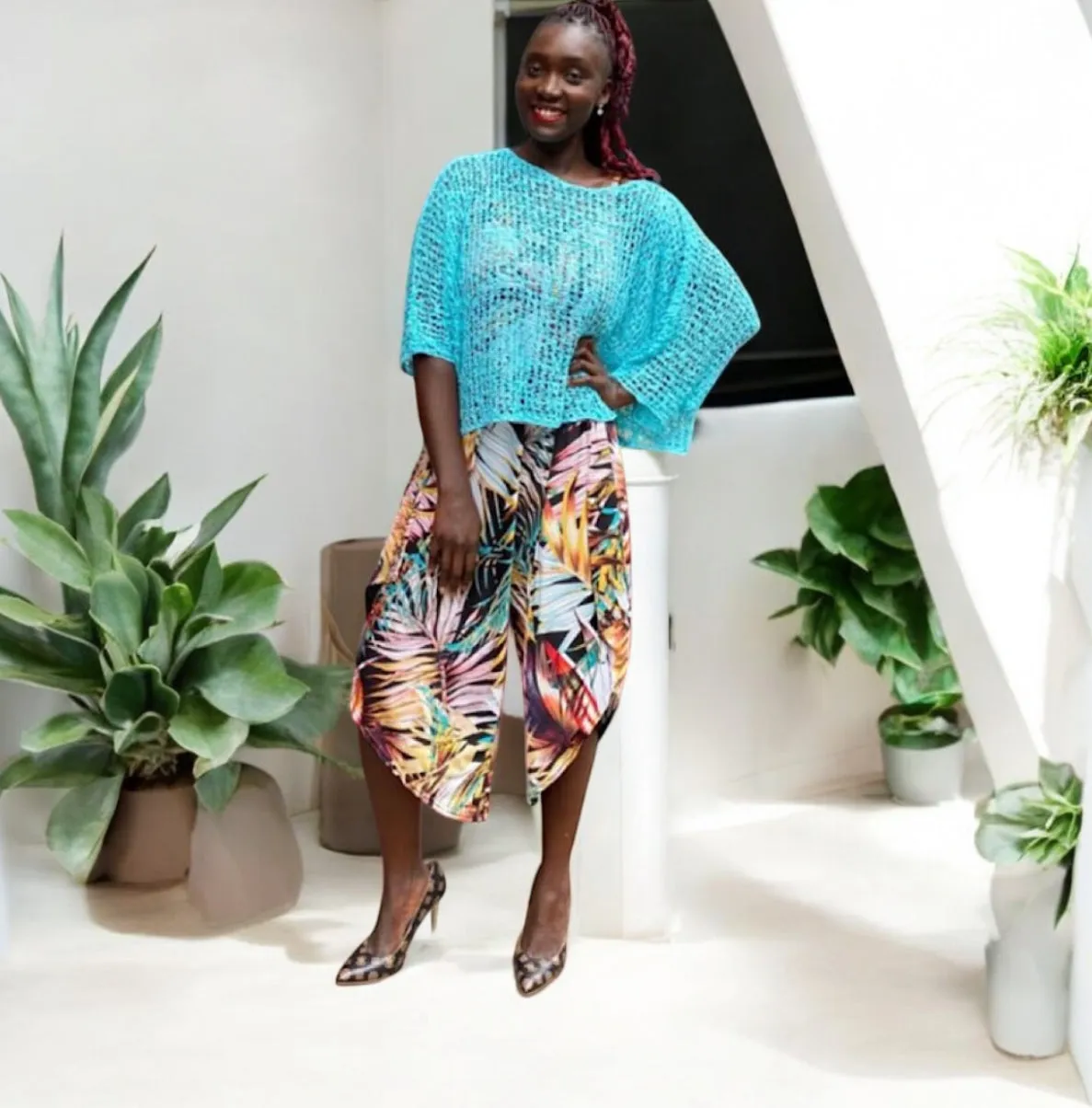 Breezy Turquoise Bohemian Popcorn Cover Up