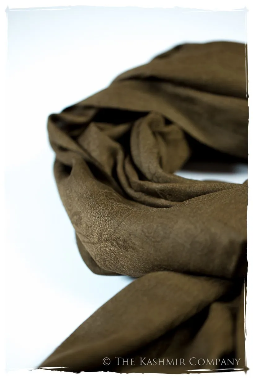 Bronze Mist Paisley Kashmir Wool Scarf