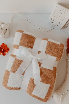 Brown Checkered Throw Blanket - DOORBUSTER