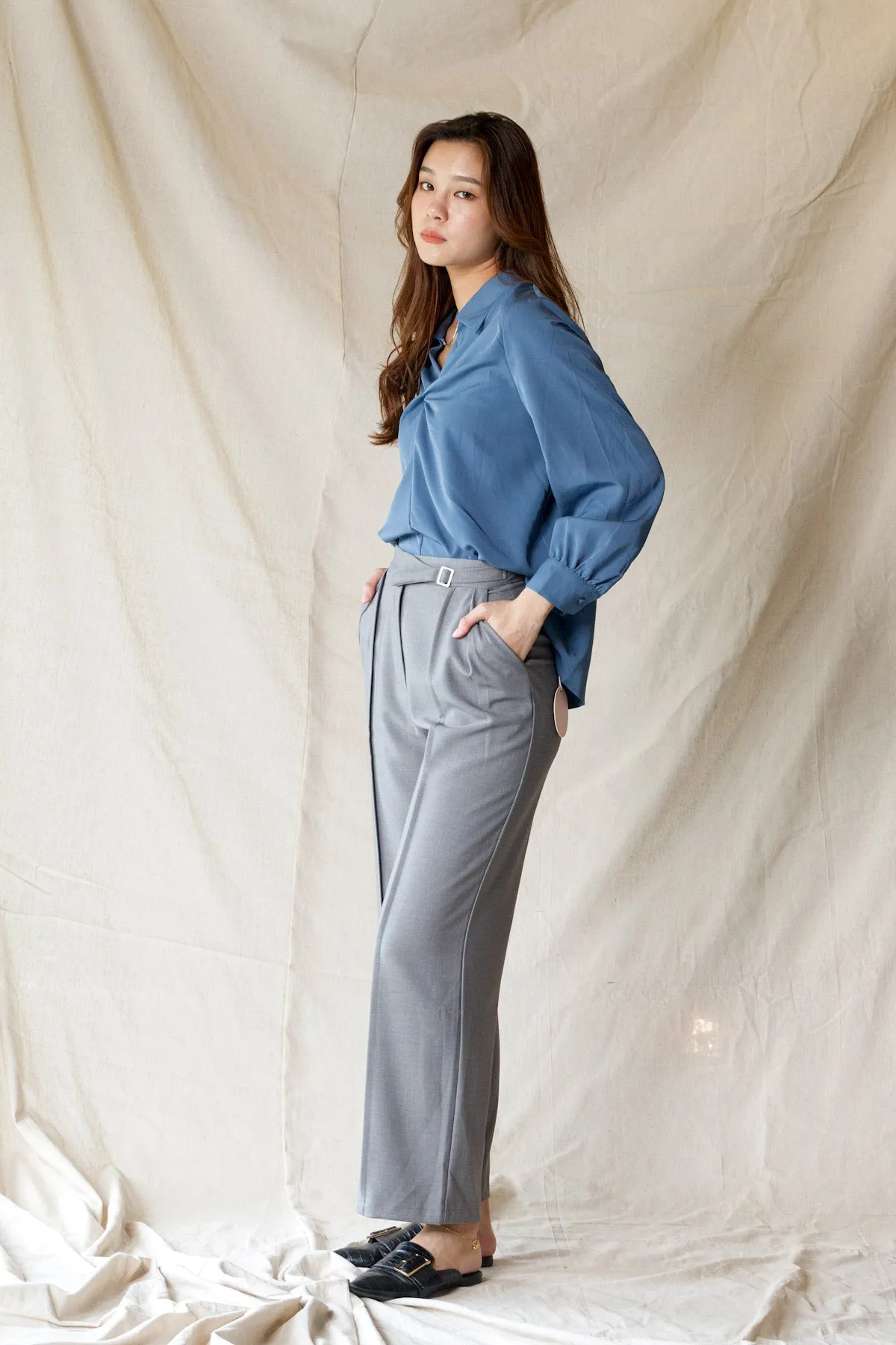 Buckled Design Wide Leg Trousers