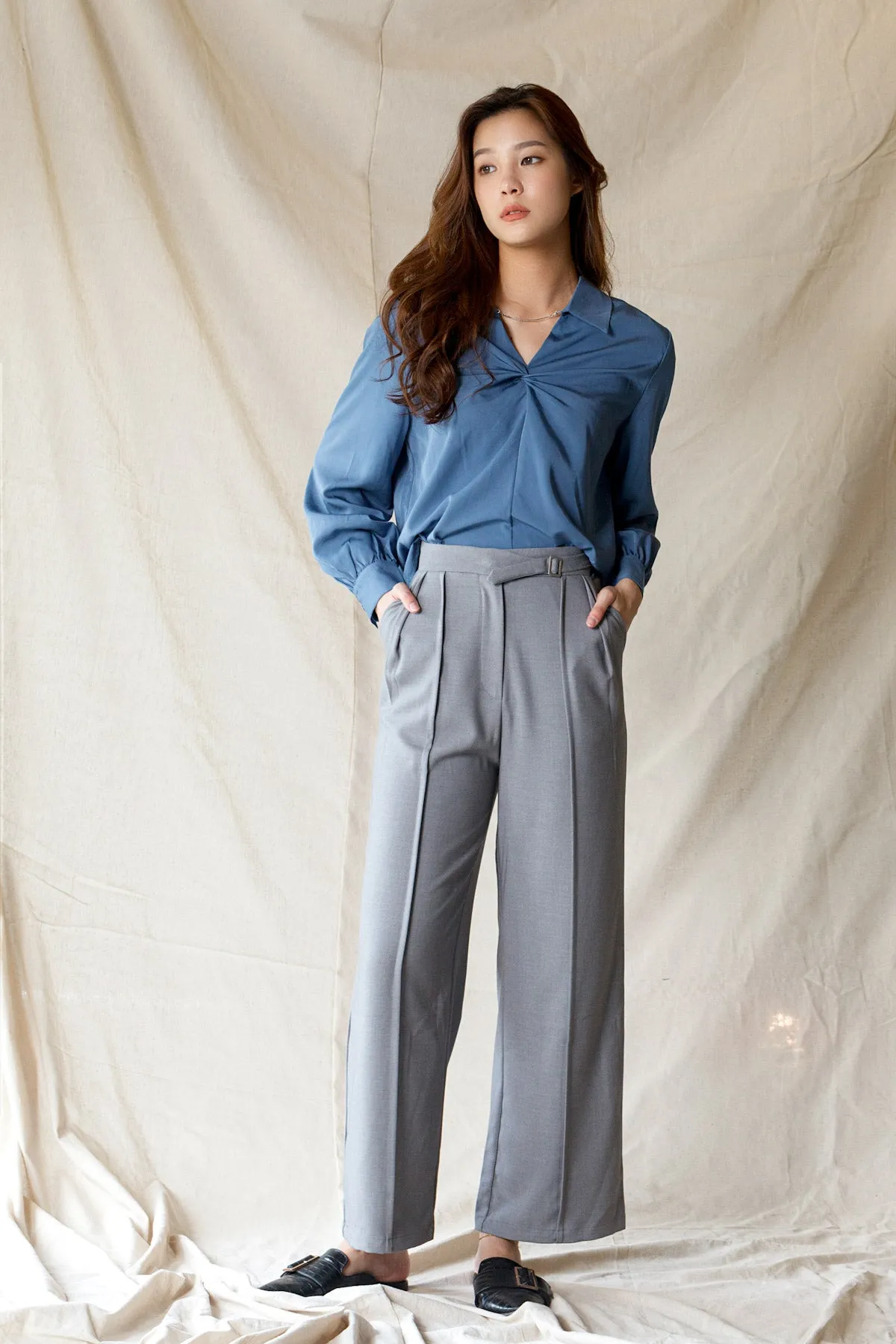 Buckled Design Wide Leg Trousers