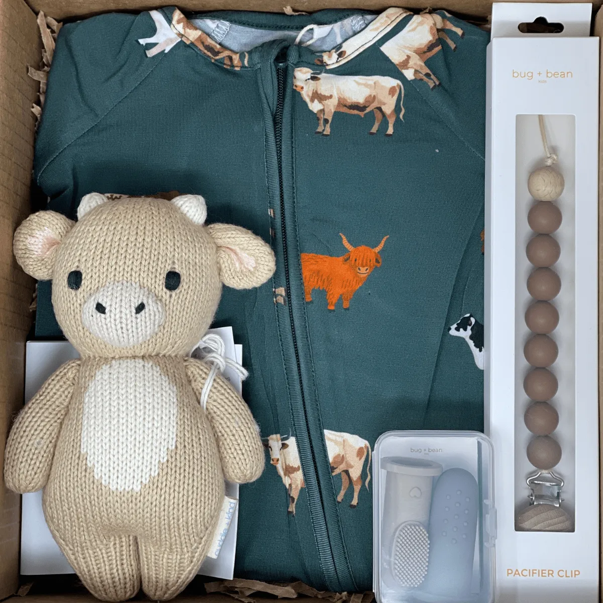 bug   bean x cuddle   kind Little Farm Friends (Cow) Gift Box (0-24m)