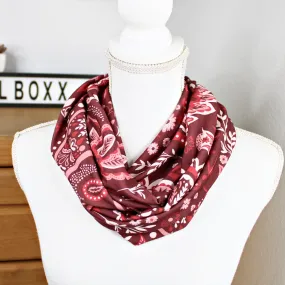 Burgundy Paisley Infinity Scarf
