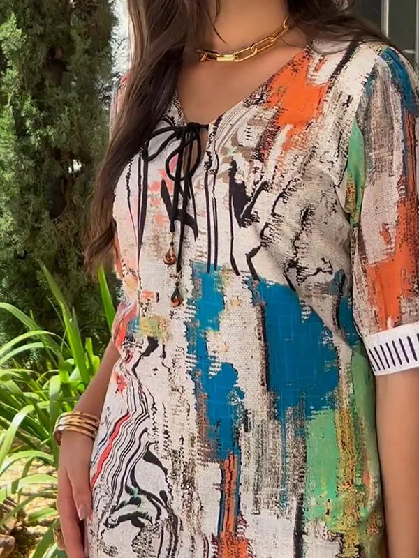 Casual Oil Painting Women's Dress