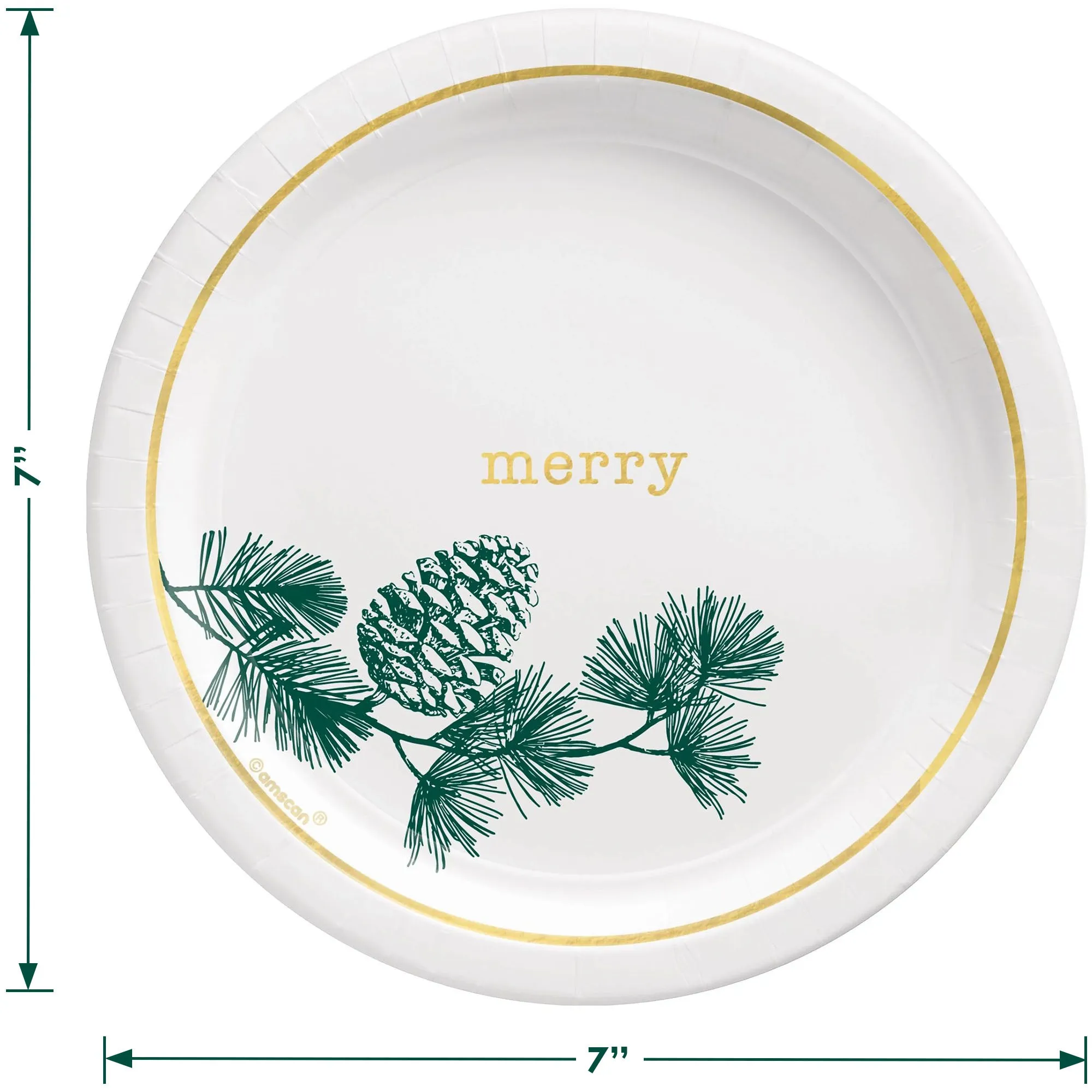 Christmas Party Modern Merry Paper Dessert Plates and Joy Beverage Napkins (Serves 16)